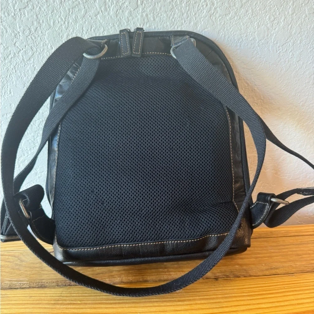 Jack Georges Voyager Collection Black Leather Small Backpack /Crossbody– EUC